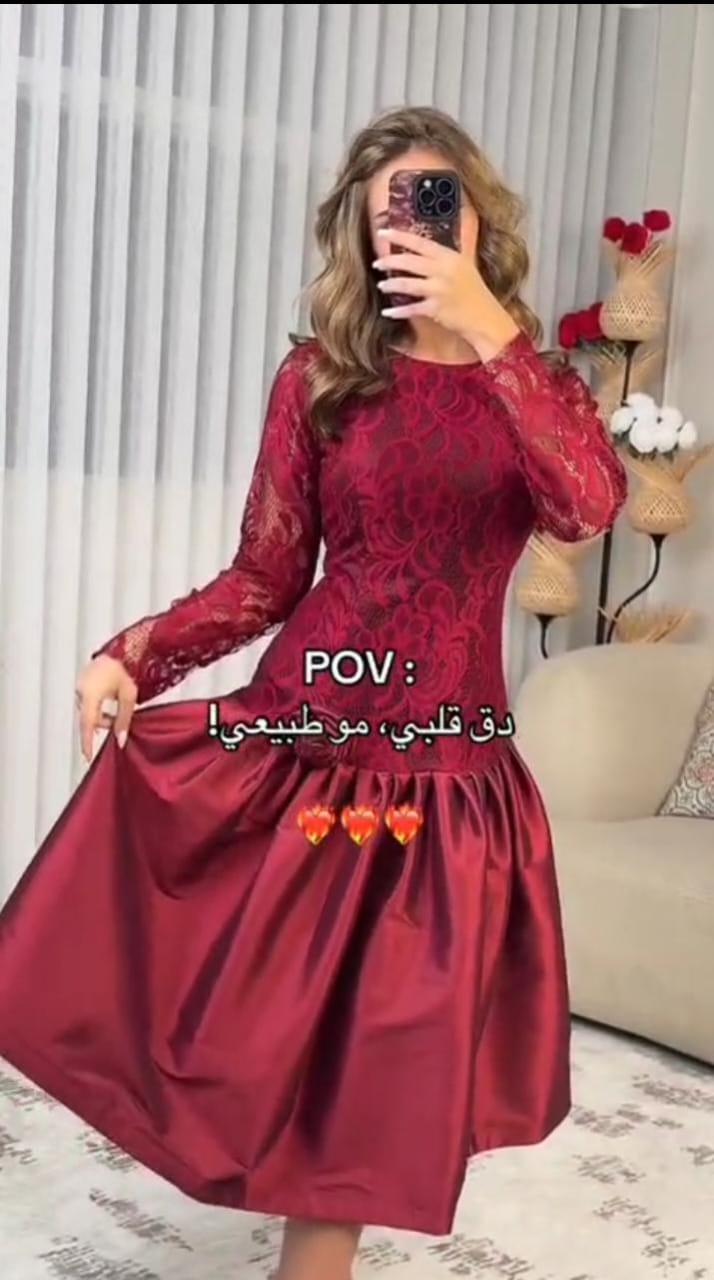 فستان سهرة طويل باللون النبيتي أروع فساتين الرياض