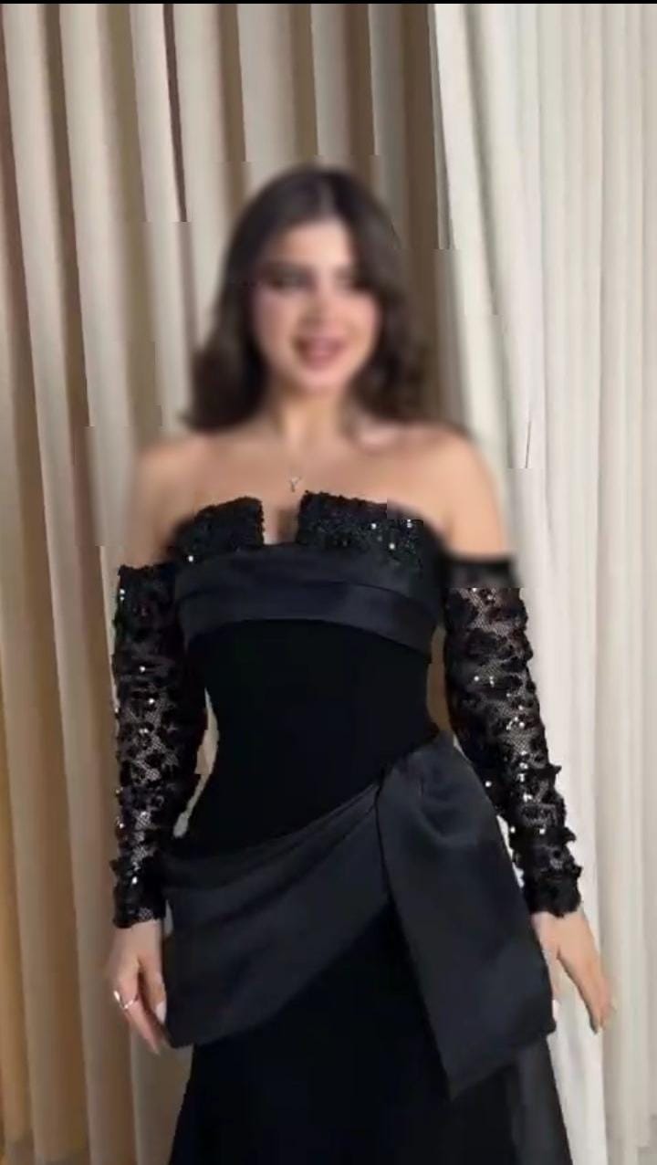 فستان سهرة رائع باللون الأسود أجمل فساتين السعودية 
