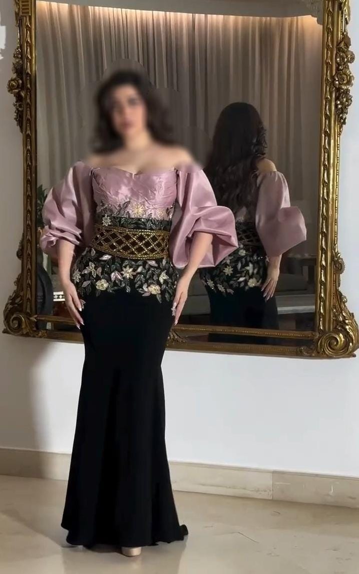 فستان سهرة بسيطة باللون الأسود×كشمير أجمل فساتين السعودية